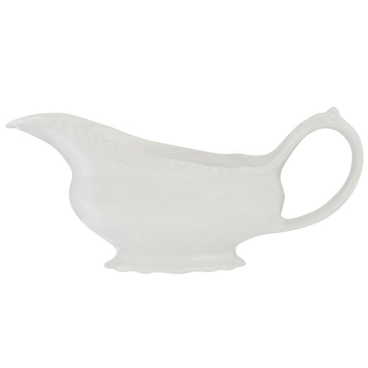 Quinn Embossed White Gravy Boat