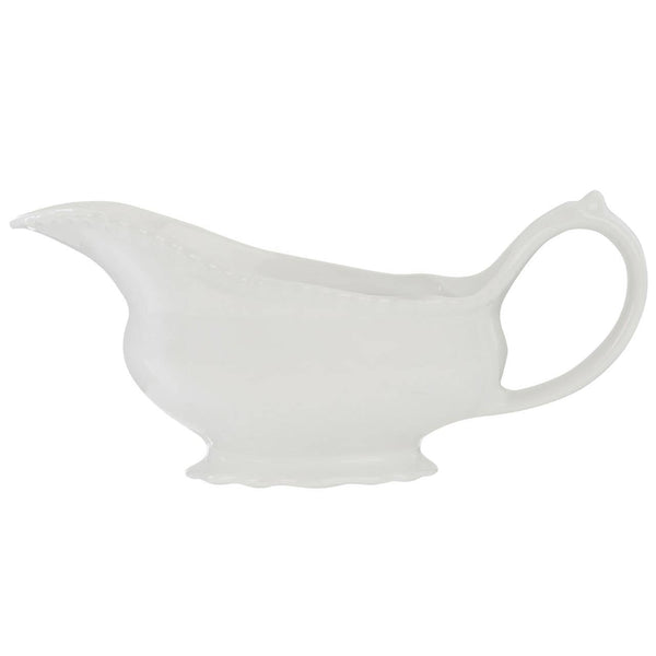 Quinn Embossed White Gravy Boat