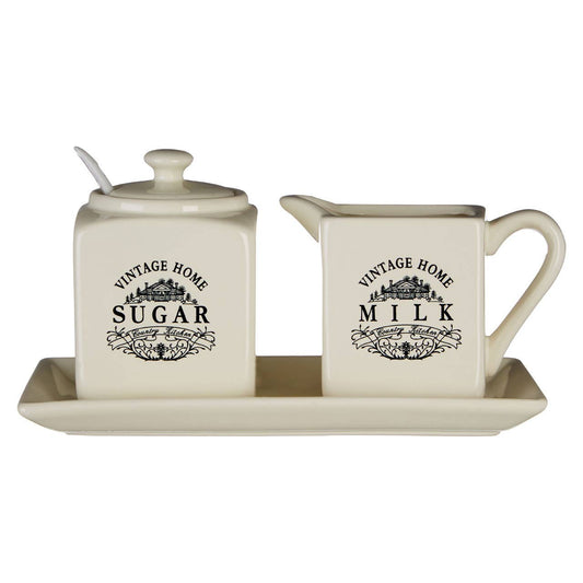 Vintage Home Cream Square Sugar and Milk Set