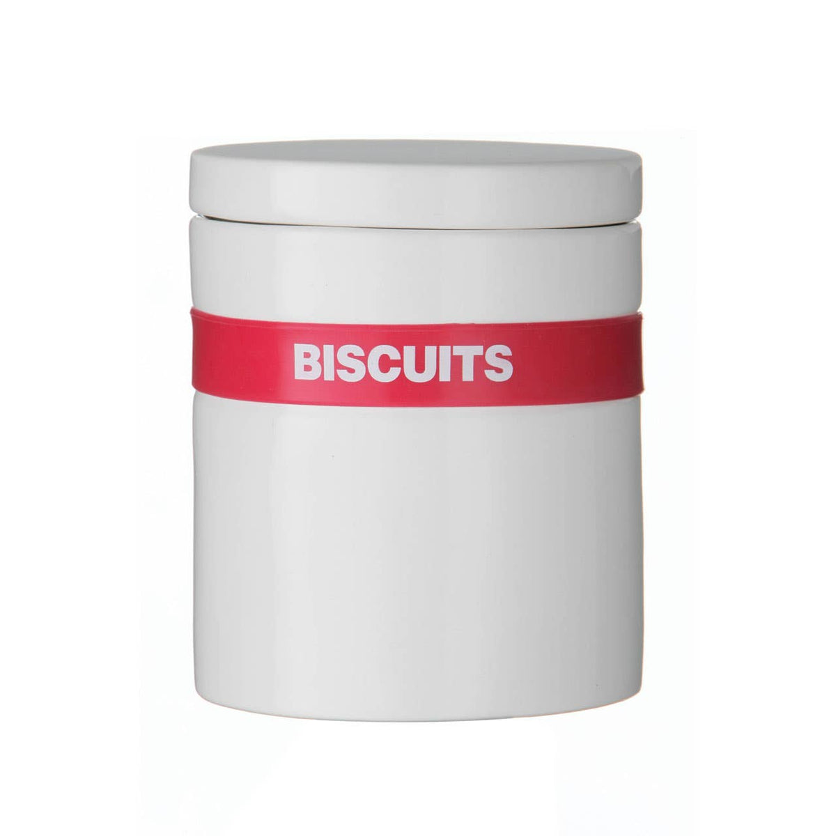 Hot White Biscuit Canister with Hot Pink Silicone Band
