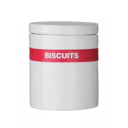 Hot White Biscuit Canister with Hot Pink Silicone Band