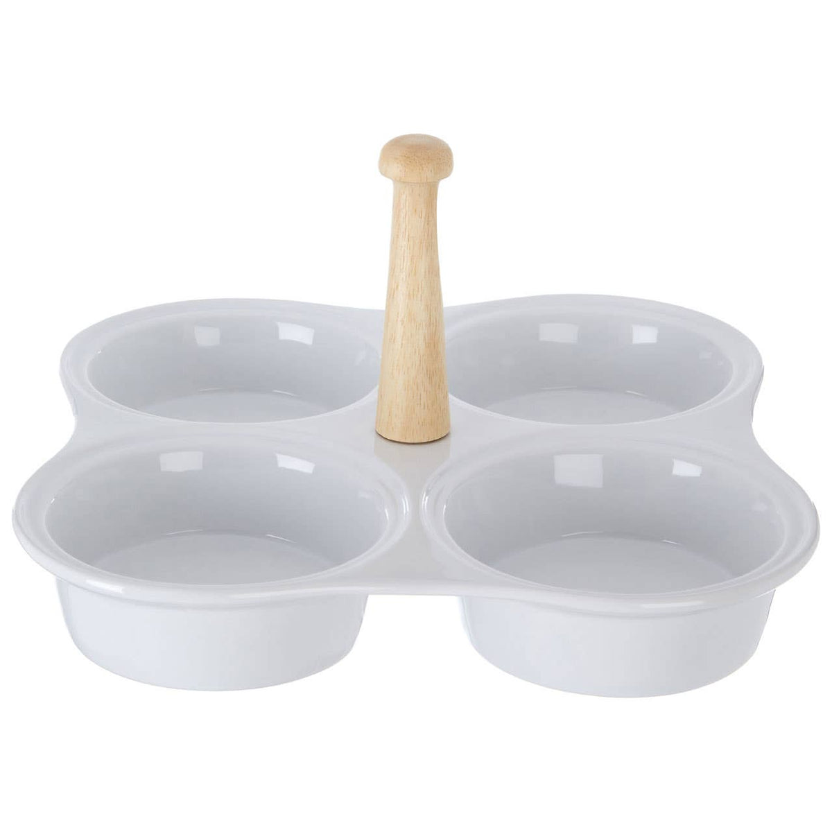 Dela 4 Section White Ceramic Snack Dish