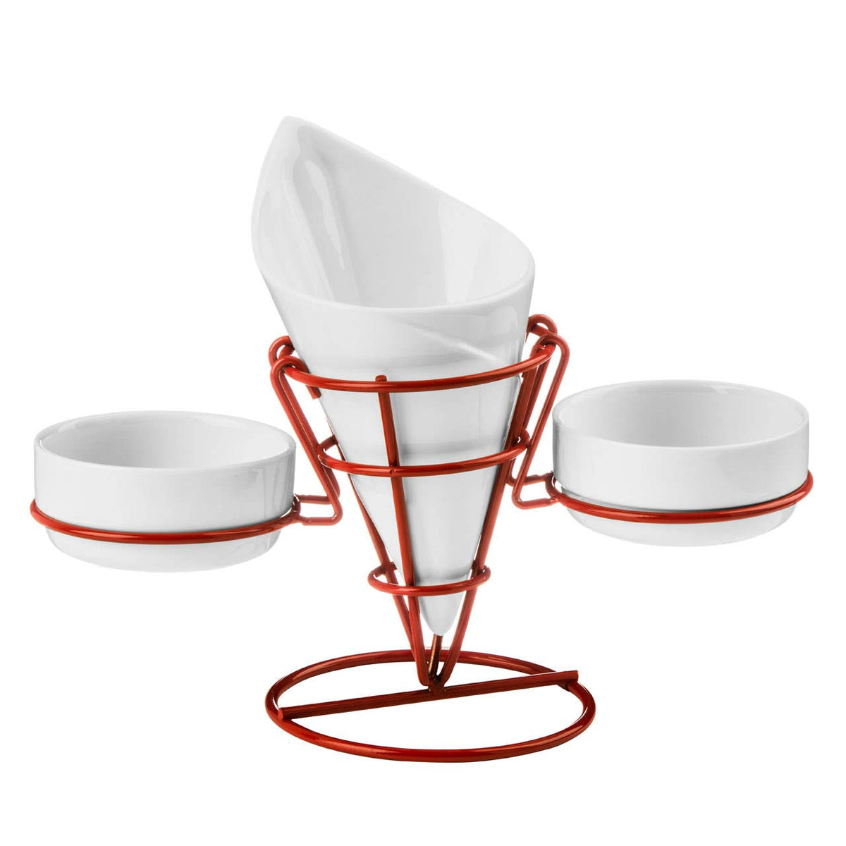 Hollywood French Fry Cone With 2 Dip Dishes On Red Stand