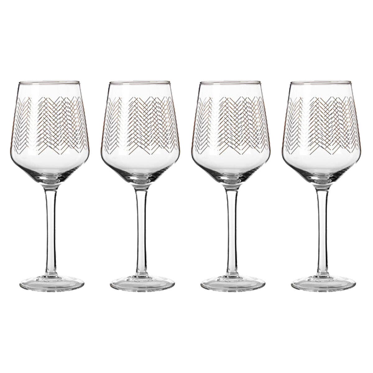Set Of Four Jazz Wine Glasses