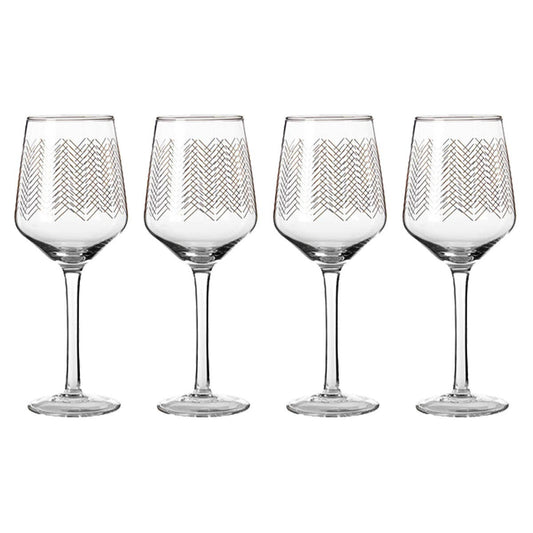 Set Of Four Jazz Wine Glasses