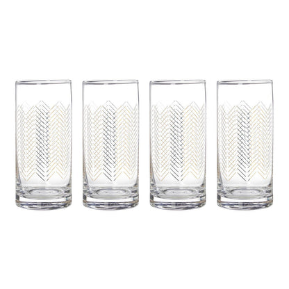 Set Of Four Jazz Highball Glasses