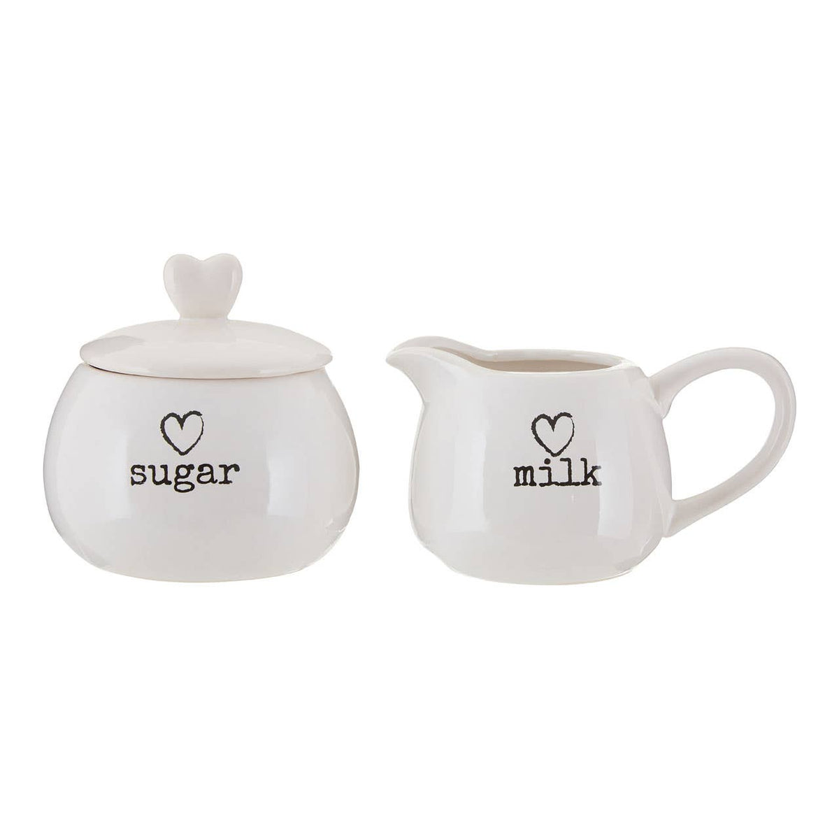 Charm White Ceramic Milk and Sugar Set