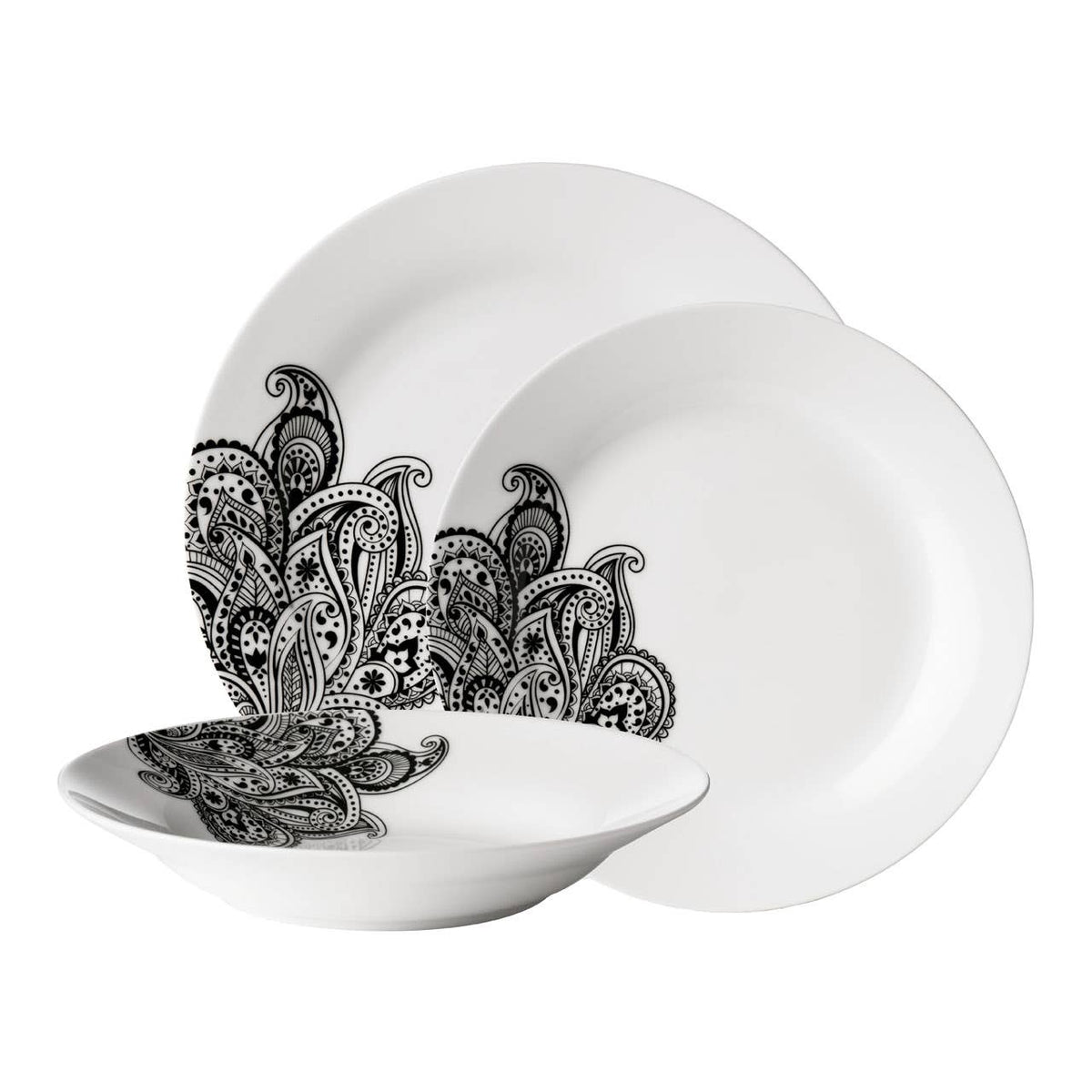 Avie Prince 12 Piece Black Dinner Set