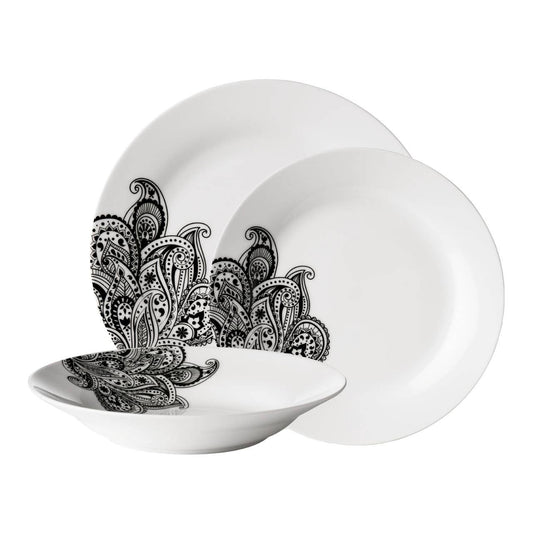Avie Prince 12 Piece Black Dinner Set