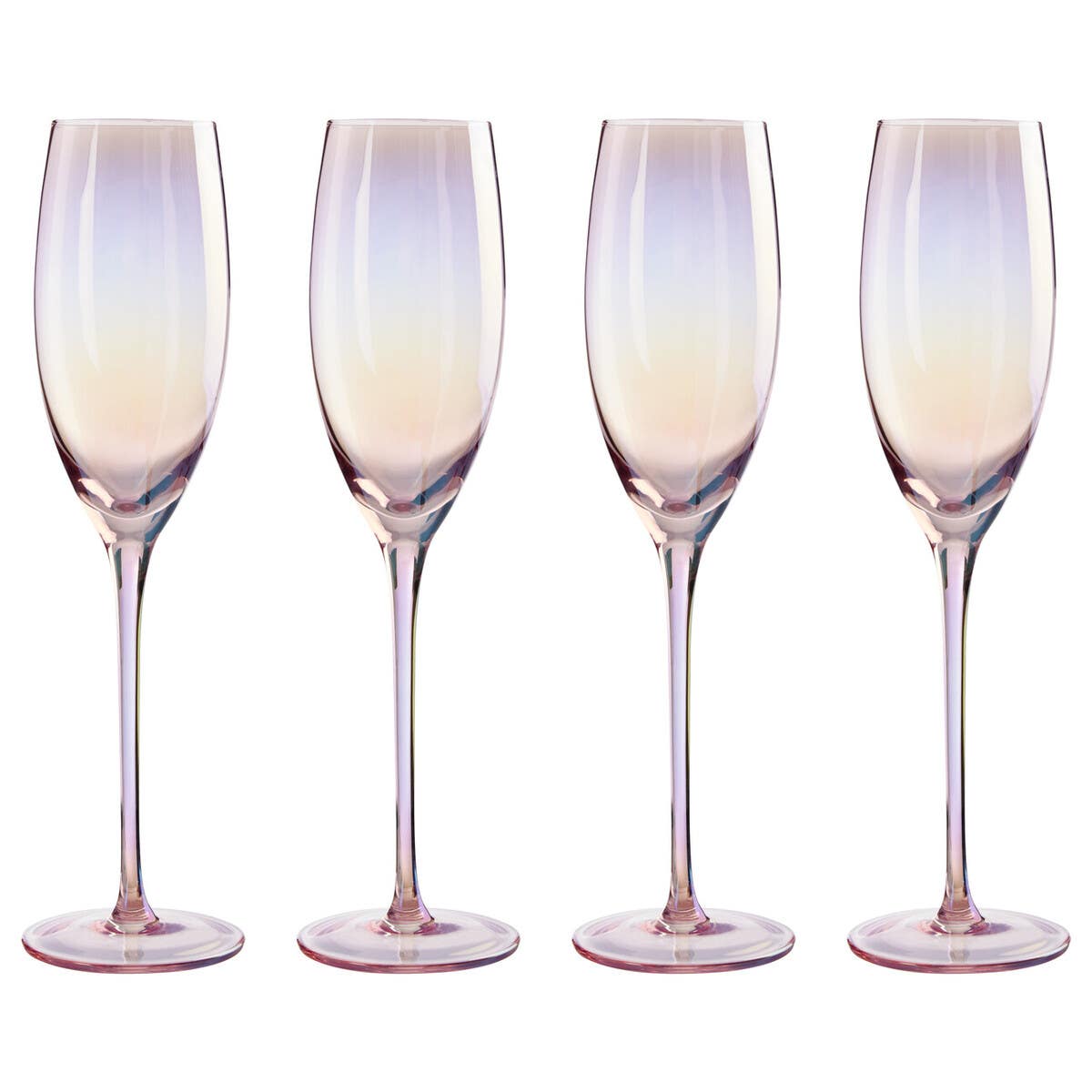 Frosted Deco Set Of 4 Champagne Glasses
