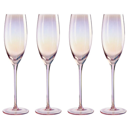 Frosted Deco Set Of 4 Champagne Glasses