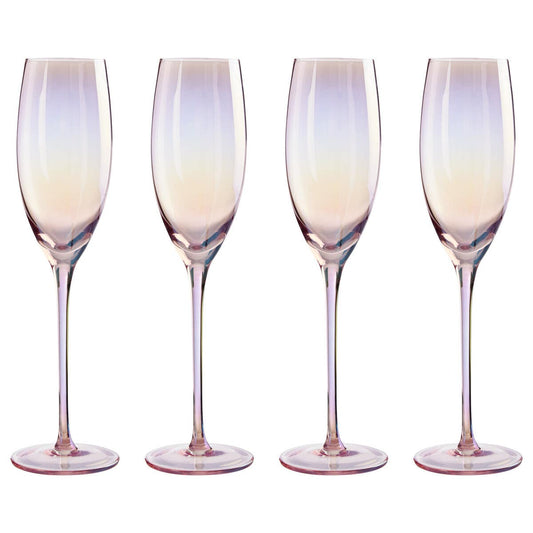 Frosted Deco Set Of 4 Champagne Glasses