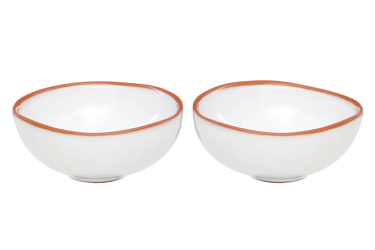 Calisto Terracotta Set of 2 White Glazed Mini Bowls