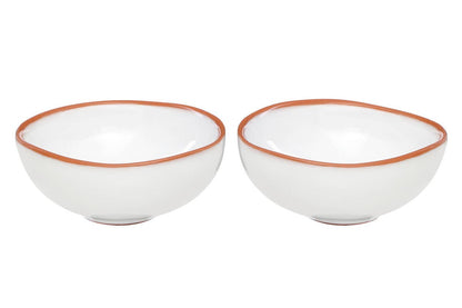 Calisto Terracotta Set of 2 White Glazed Mini Bowls