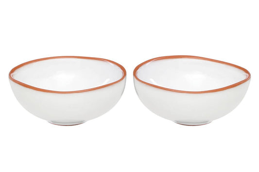 Calisto Terracotta Set of 2 White Glazed Mini Bowls