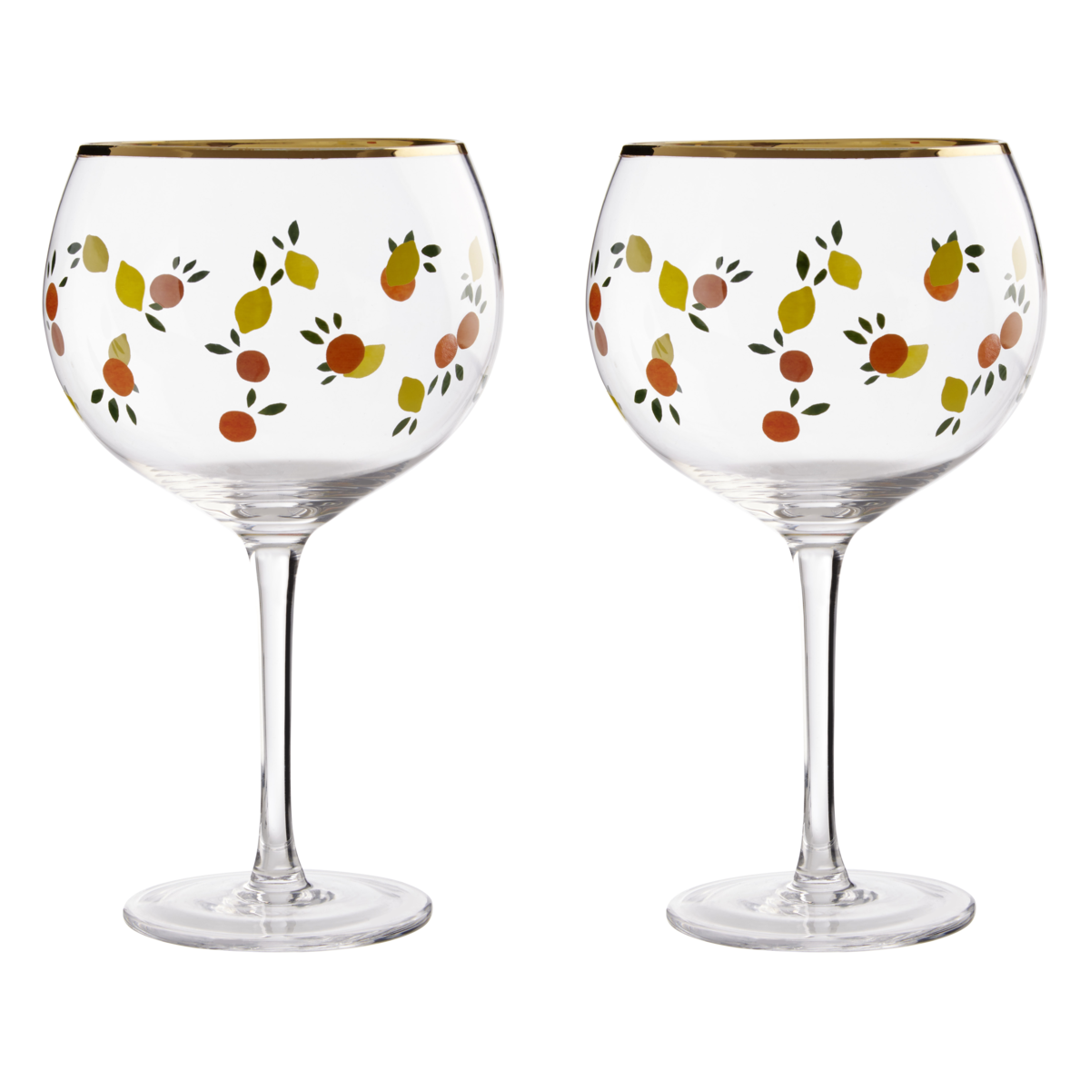 Mila Set Of 2 Citrus Design Gin Glasses