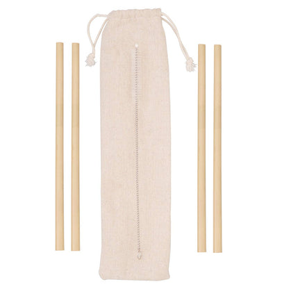 Mimo Set Of 4 Bamboo Straws with Cleaning Brush