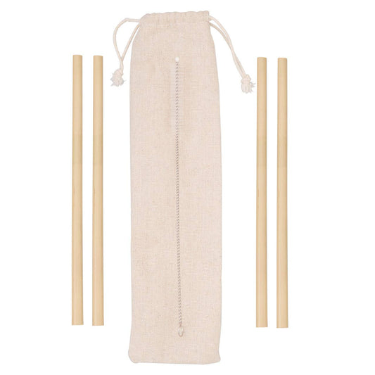 Mimo Set Of 4 Bamboo Straws with Cleaning Brush