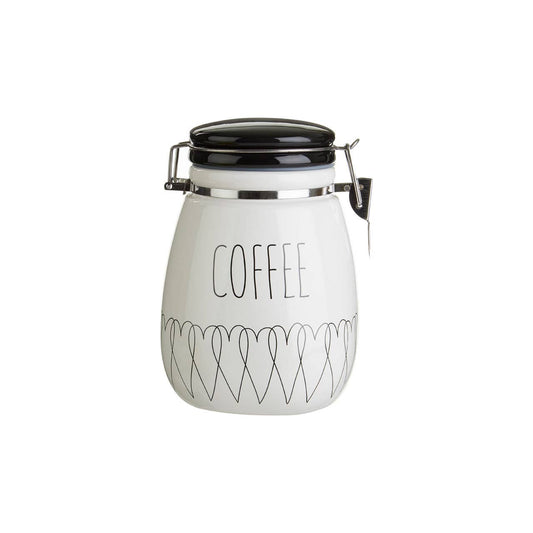 Heartlines Ceramic Clip Top Lid Coffee Canister