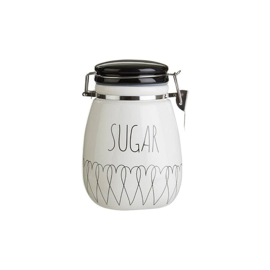 Heartlines Ceramic Clip Top Lid Sugar Canister