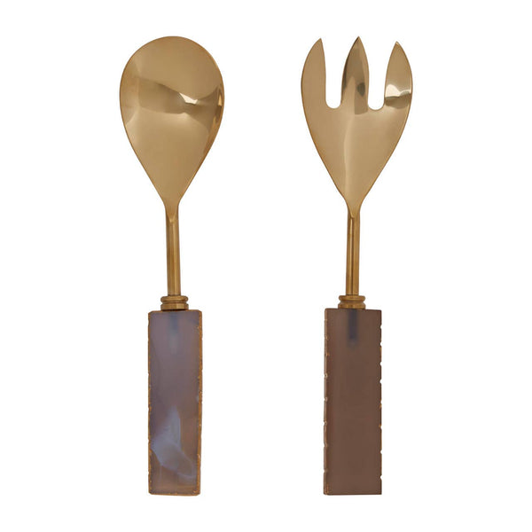Bowerbird Agata Grey And Gold Serving Set