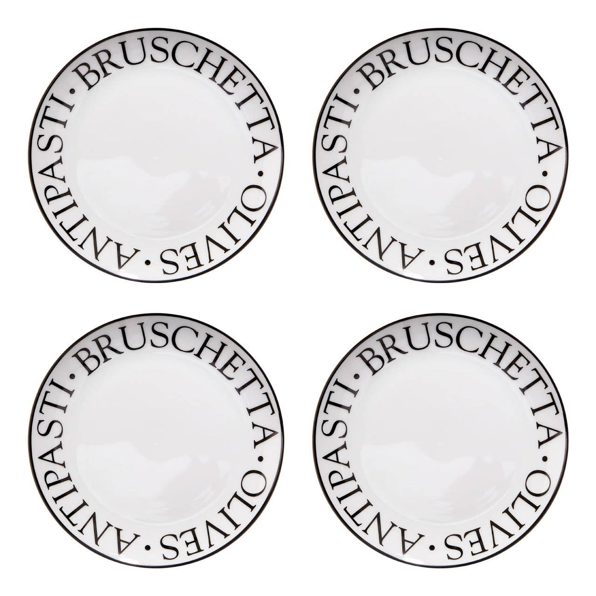 Noir Set Of Four Antipasti Plates
