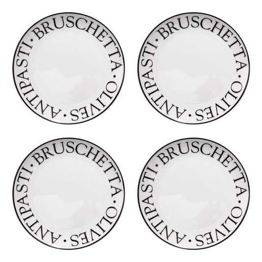 Noir Set Of Four Antipasti Plates