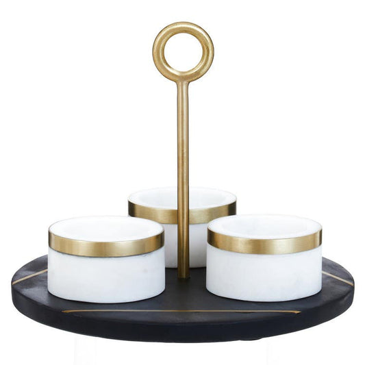 Omari Condiment Set With Black Slate Tray