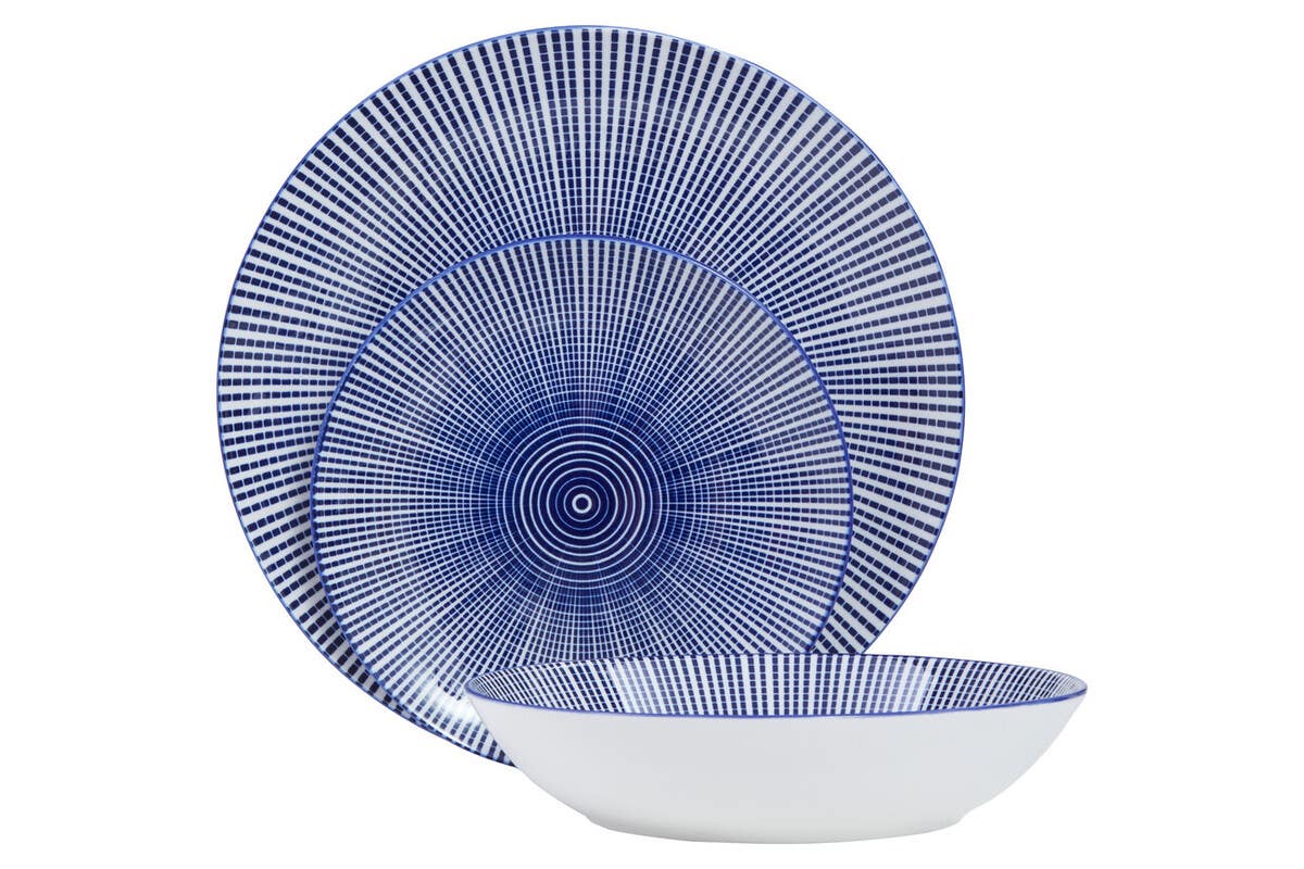 Maya 12 Piece Blue And White Dinner Set