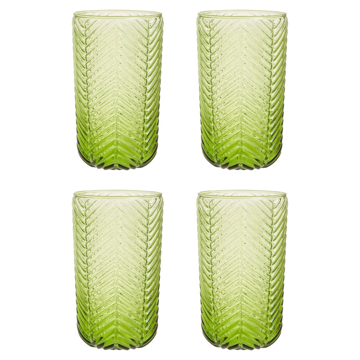 Fleur Set Of Four Green Highball Glasses