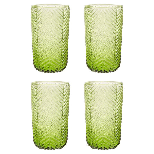 Fleur Set Of Four Green Highball Glasses