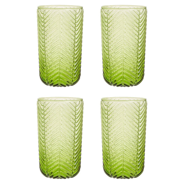 Fleur Set Of Four Green Highball Glasses