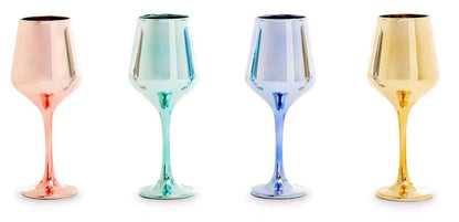 Aurora Set Of Four Wine Glasses In Assorted Colours