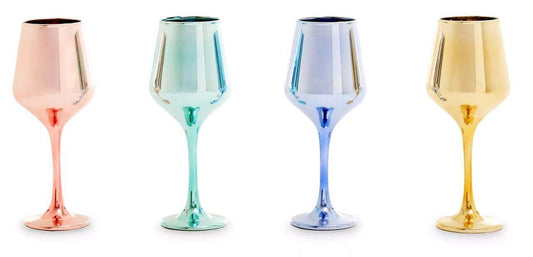 Aurora Set Of Four Wine Glasses In Assorted Colours