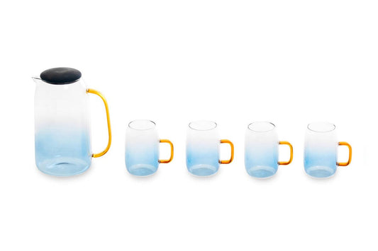 Noa Glass Ombre Blue Pitcher and Cup Set