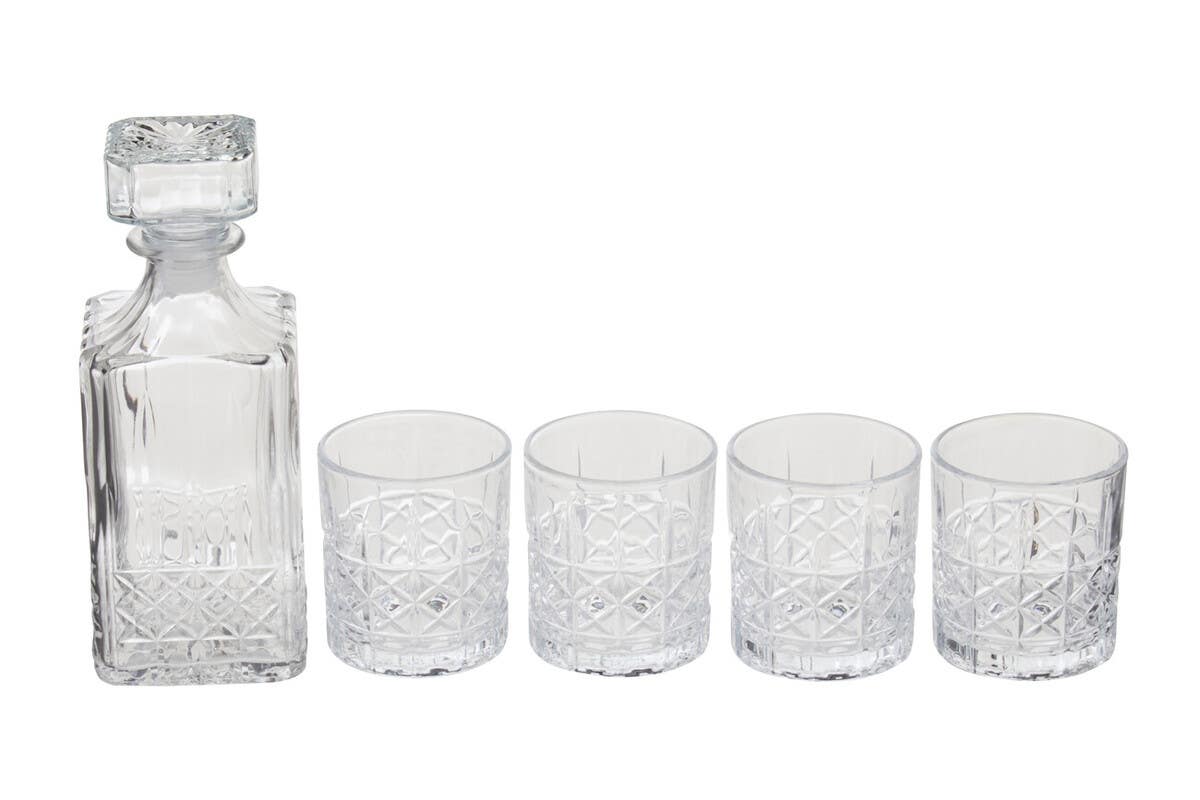 Dayla Diamond Pattern Decanter With Four Glasses