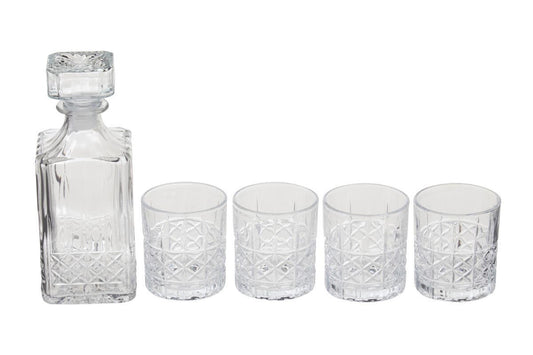 Dayla Diamond Pattern Decanter With Four Glasses