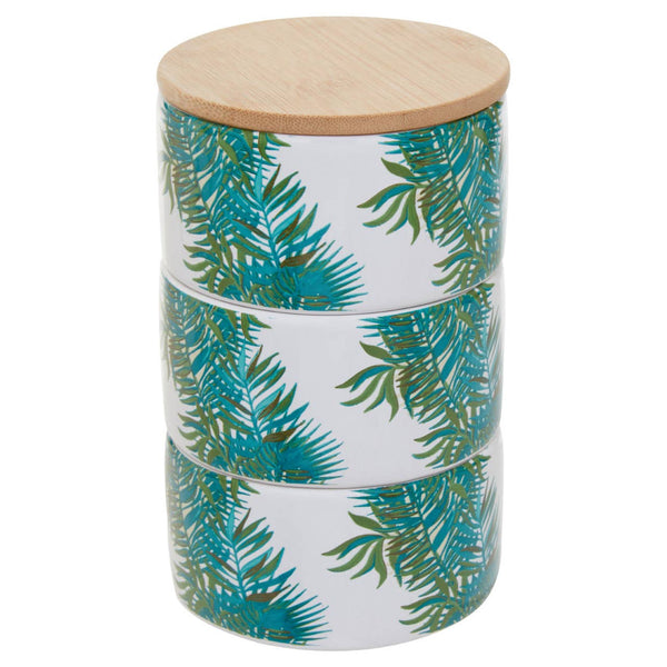 Winter Palm Set Of Three Stackable Canisters