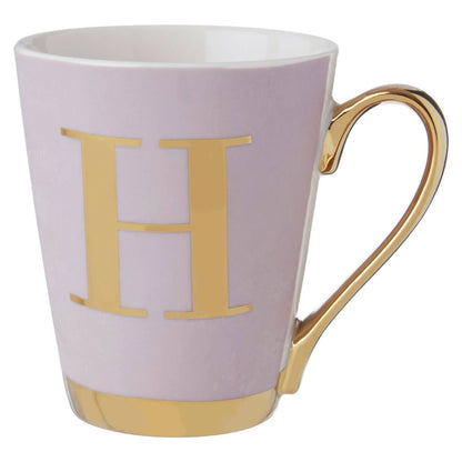 Frosted Deco Lilac Monogram Mug, H