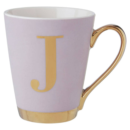 Frosted Deco Lilac Monogram Mug, J