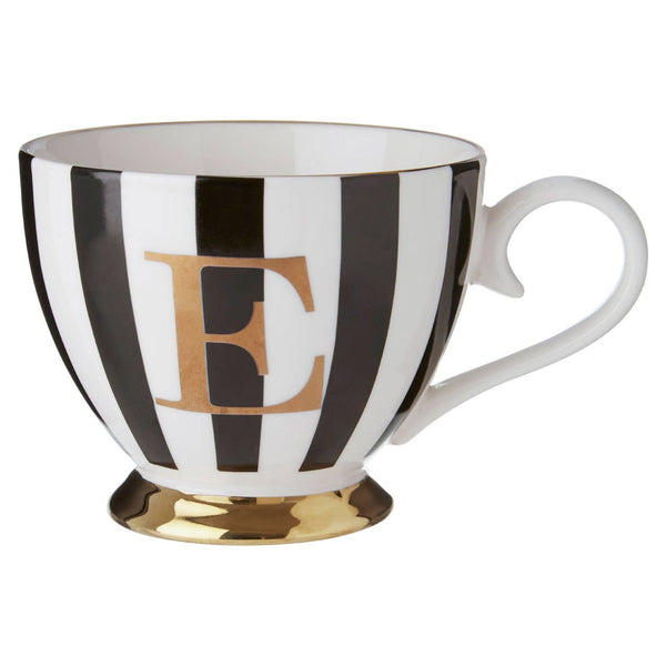 Duchess Black and White Monogram Mug, E