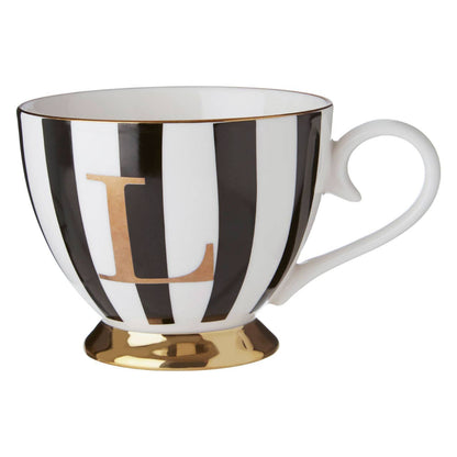 Duchess Black and White Monogram Mug, L