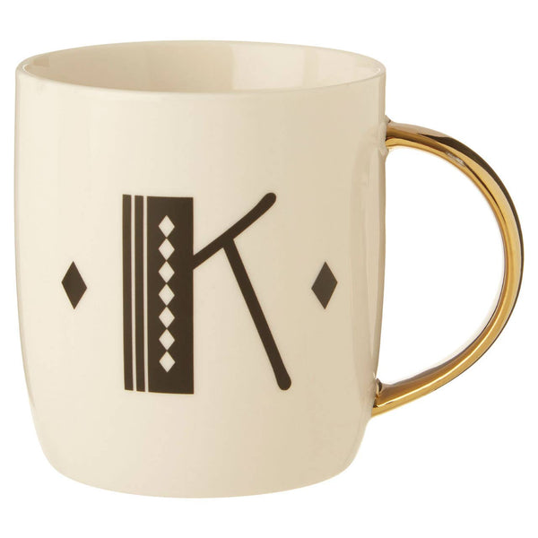 Diamond Deco White Monogram Mug, K