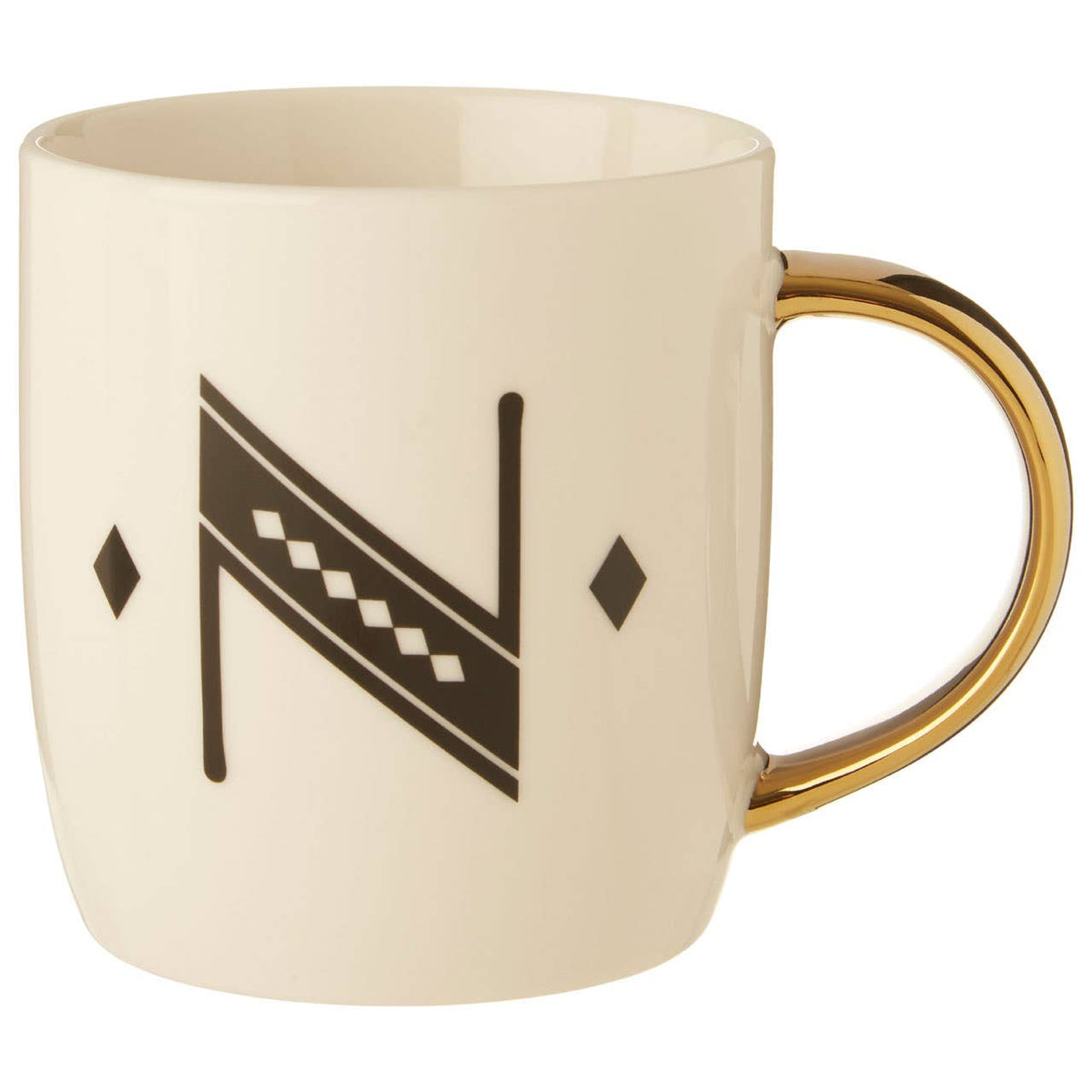 Diamond Deco White Monogram Mug, N