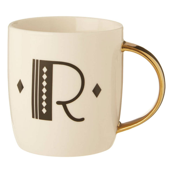Diamond Deco White Monogram Mug, R