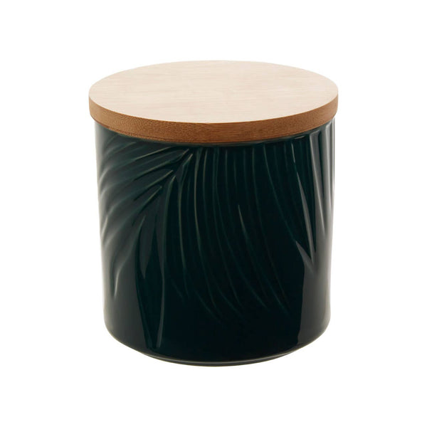 Bali Dark Green Small Storage Jar With Bamboo Lid