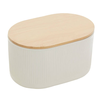 Geome Cream Bread Bin in Stoneware