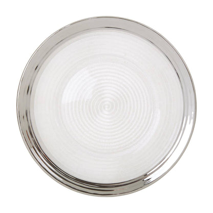 Ida Embossed Glass Dinner Plate With Silver Rim
