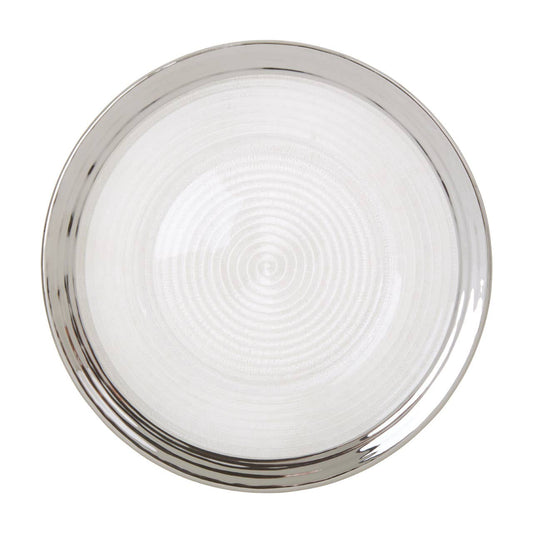 Ida Embossed Glass Dinner Plate With Silver Rim