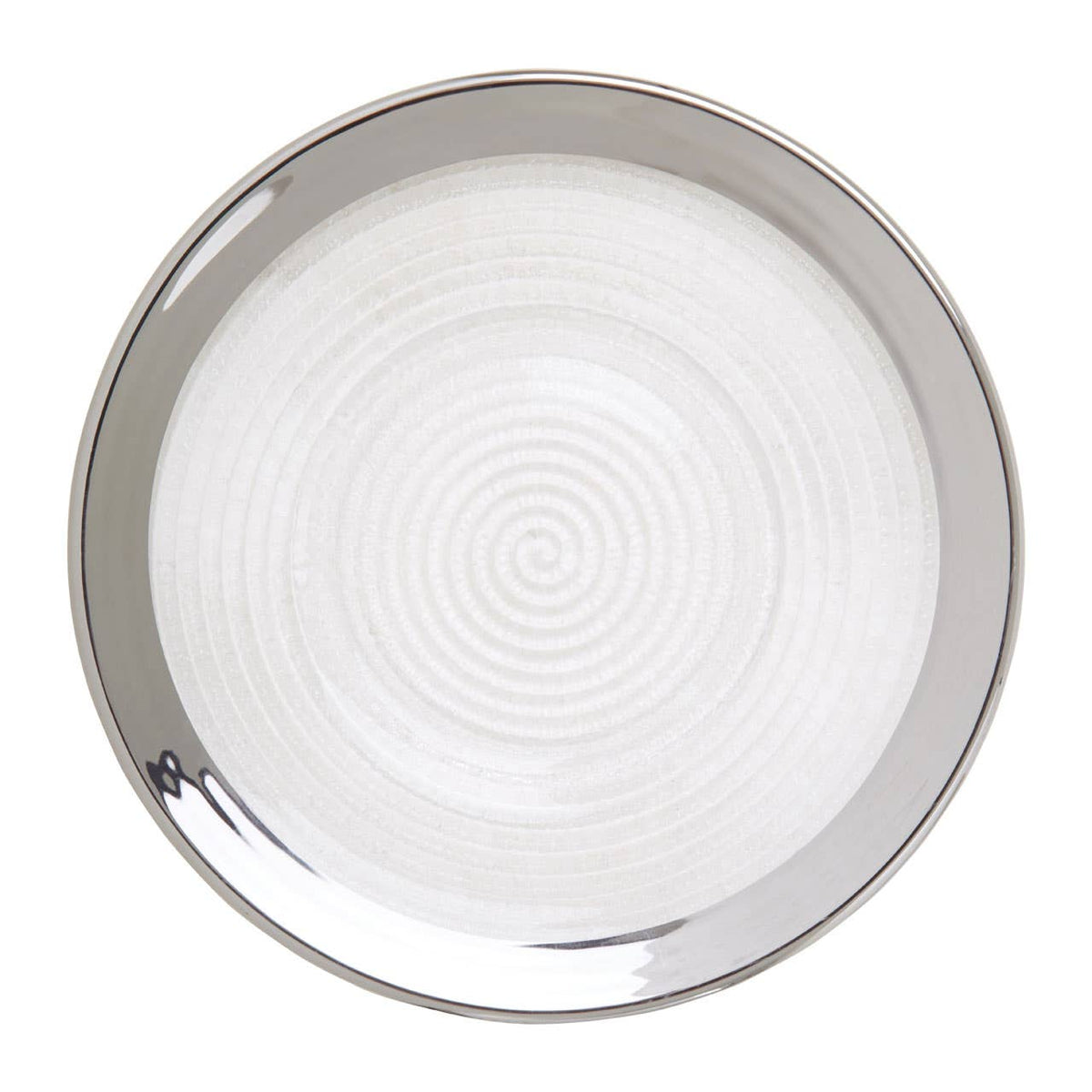 Ida Embossed Glass Side Plate With Silver Rim